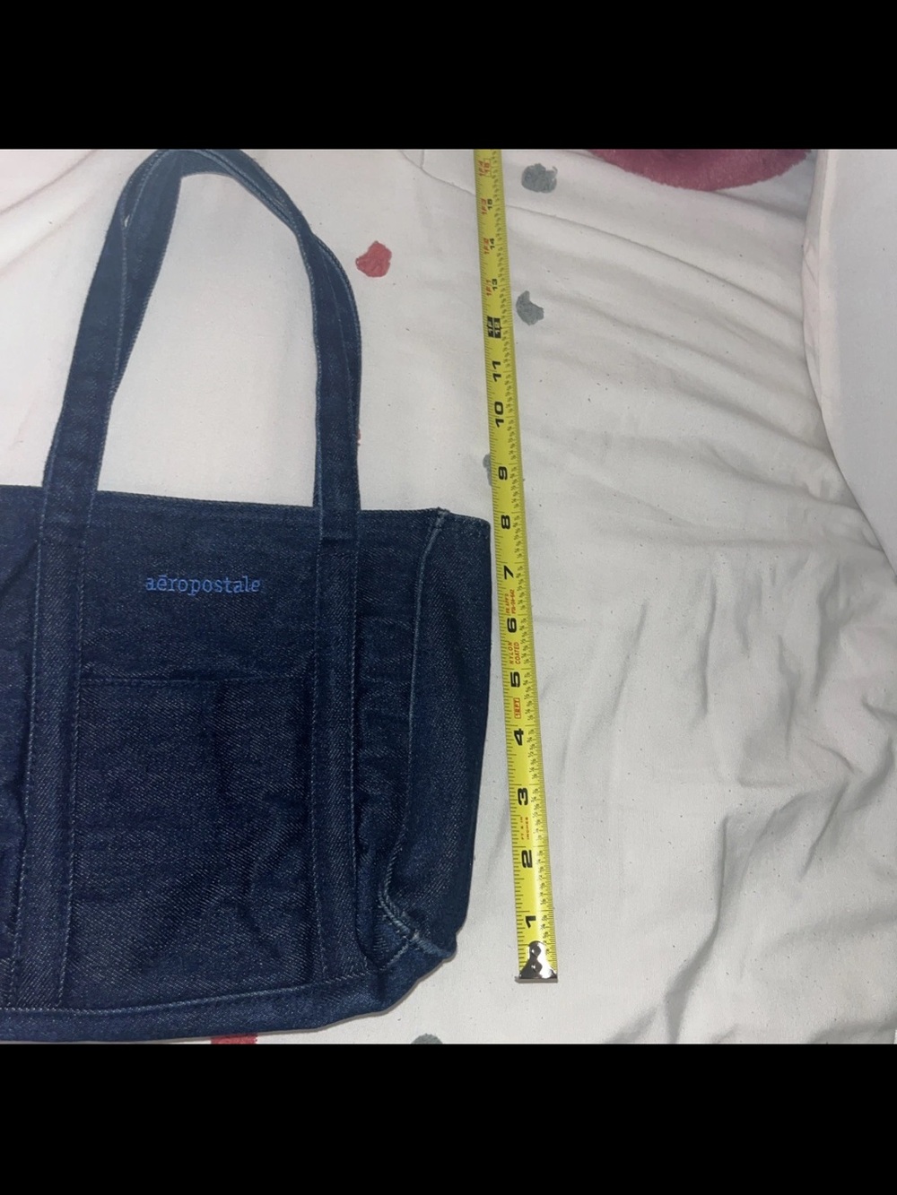 Y2K Aéropostale Blue Jean Denim Mini Tote Bag Snap Close Zipper Girl Pocket Cute - Picture 5 of 7